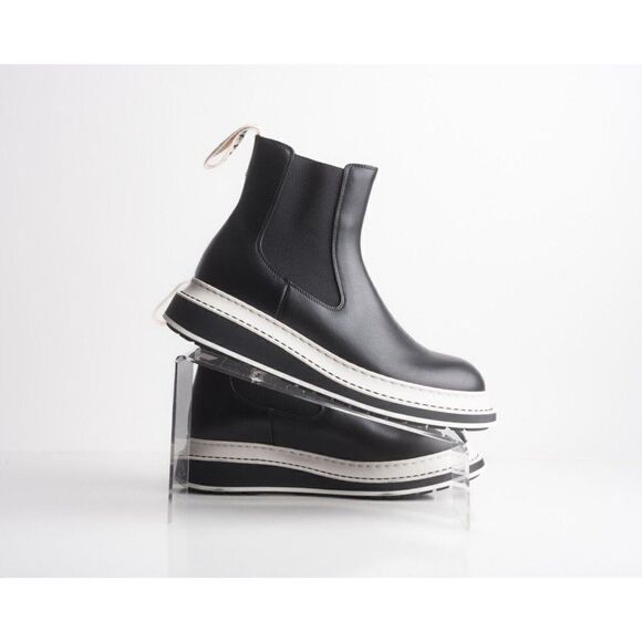 Loewe Womens Chelsea Ankle Boots Leather Pull On Flat Black US 7 EU 37 New - Picture 7 of 10